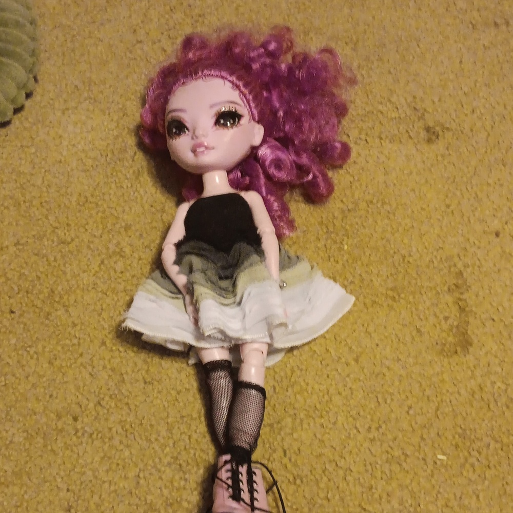 Purple-Haired Rainbow High Doll with Black and White Dress